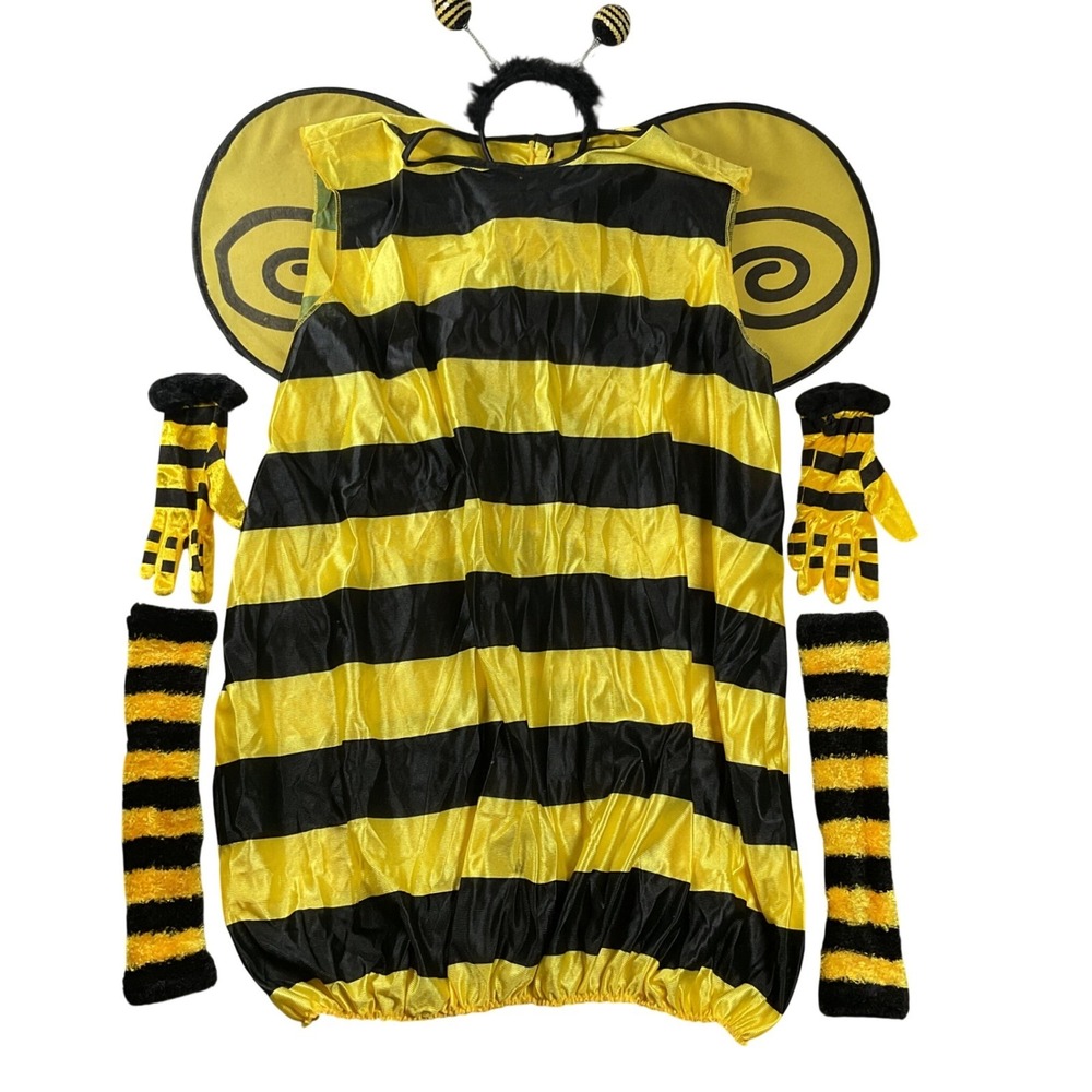 Bumble Bee Costume Adult Plus Size Yellow Black Striped 5pc(Gloves included)